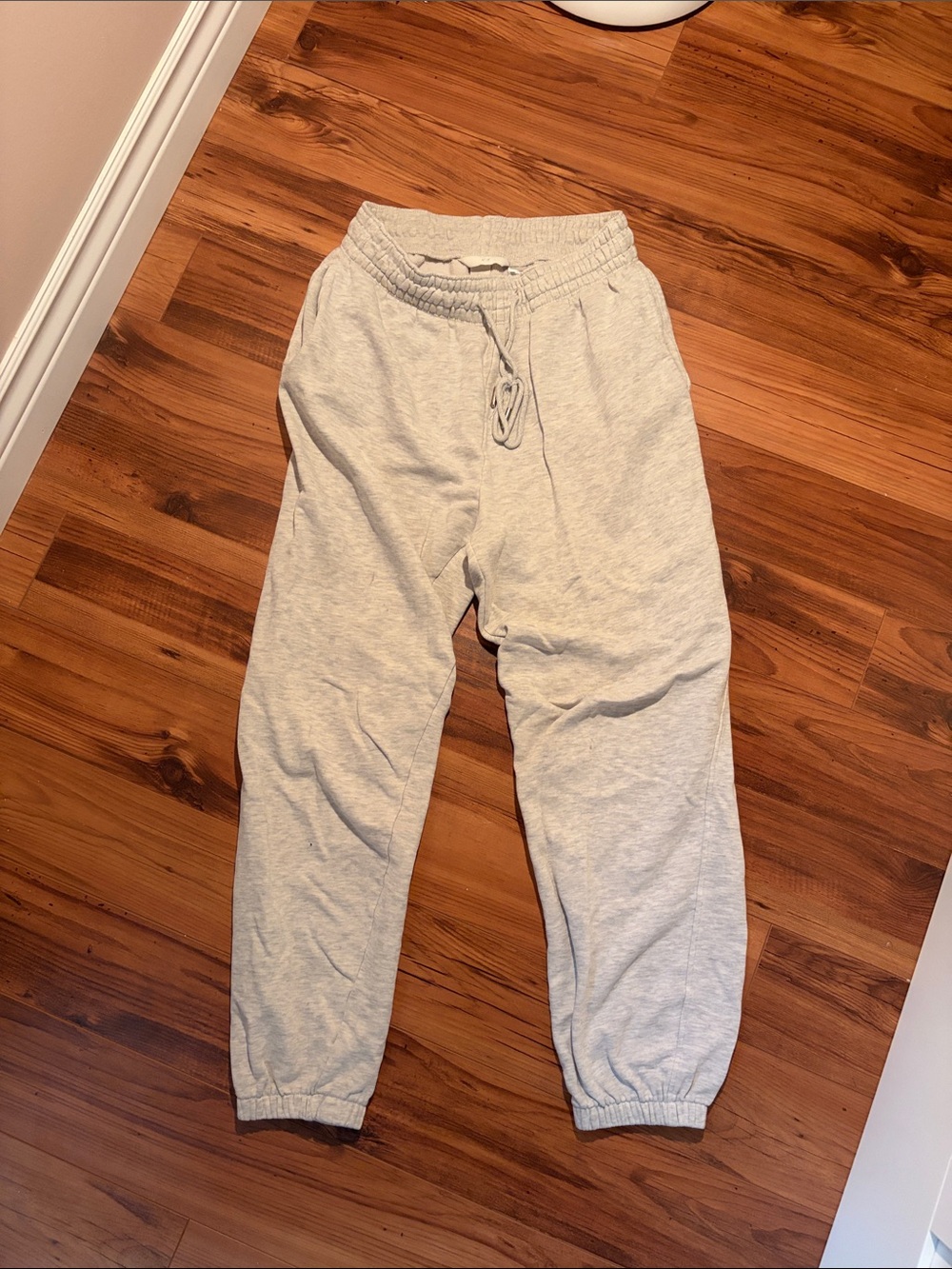 Light Gray Elastic-Waist Sweatpants